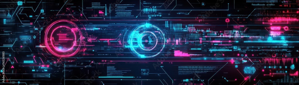 Futuristic digital background with vibrant neon colors, showcasing abstract technology and data visualization concepts. Futuristic digital background with vibrant neon colors, showcasing abstract technology and data visualization concepts.
