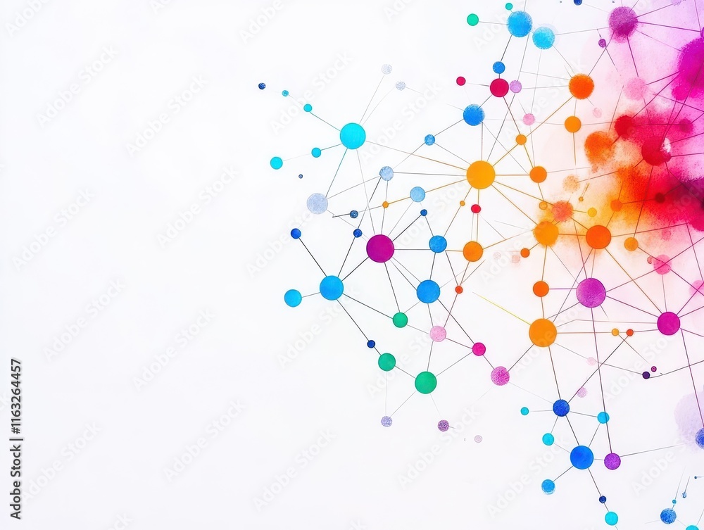 Colorful abstract dots and connected lines create a vibrant visual pattern for design and technology themes. Colorful abstract dots and connected lines create a vibrant visual pattern for design and technology themes.