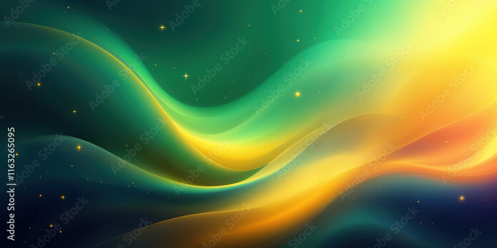 A vibrant abstract wave design featuring soothing greens and warm yellows, evoking a sense of calm and tranquility. A vibrant abstract wave design featuring soothing greens and warm yellows, evoking a sense of calm and tranquility.