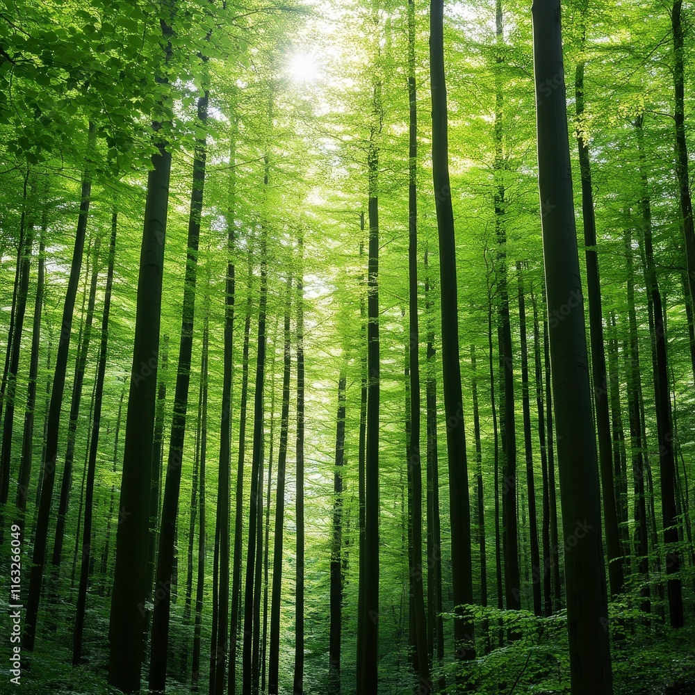 A serene forest scene with tall, slender trees reaching towards the sunlight, creating a vibrant green canopy. The image evokes a sense of tranquility and connection to nature. A serene forest scene with tall, slender trees reaching towards the sunlight, creating a vibrant green canopy. The image evokes a sense of tranquility and connection to nature.