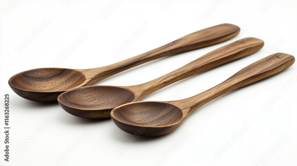 Set of wooden cooking spoons isolated on white background ideal for home and professional use Set of wooden cooking spoons isolated on white background ideal for home and professional use