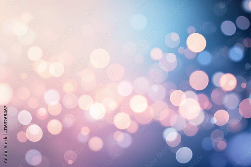 Abstract bokeh light circles of various sizes glowing in pastel shades on a gradient blue and pink background. Concept of elegance and serenity. Ai generative Abstract bokeh light circles of various sizes glowing in pastel shades on a gradient blue and pink background. Concept of elegance and serenity. Ai generative