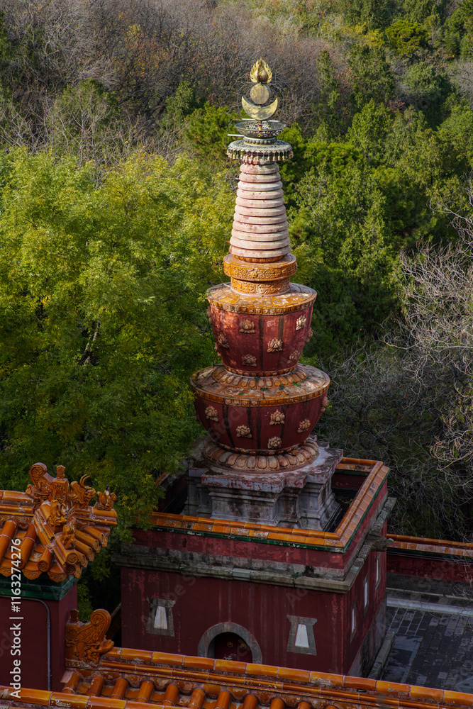 Tibetan architecture in the Four Great Regions of Summer Palace in Beijing.
