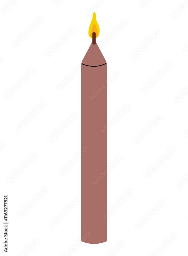 Candle with a warm flame burning brightly against a plain background Candle with a warm flame burning brightly against a plain background