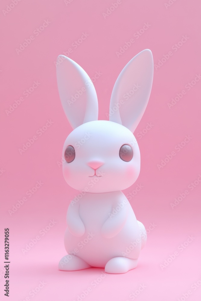 Adorable 3D Render of a White Bunny Rabbit Against a Pastel Pink Background: A Cute and Whimsical Image Perfect for Spring or Easter Adorable 3D Render of a White Bunny Rabbit Against a Pastel Pink Background: A Cute and Whimsical Image Perfect for Spring or Easter