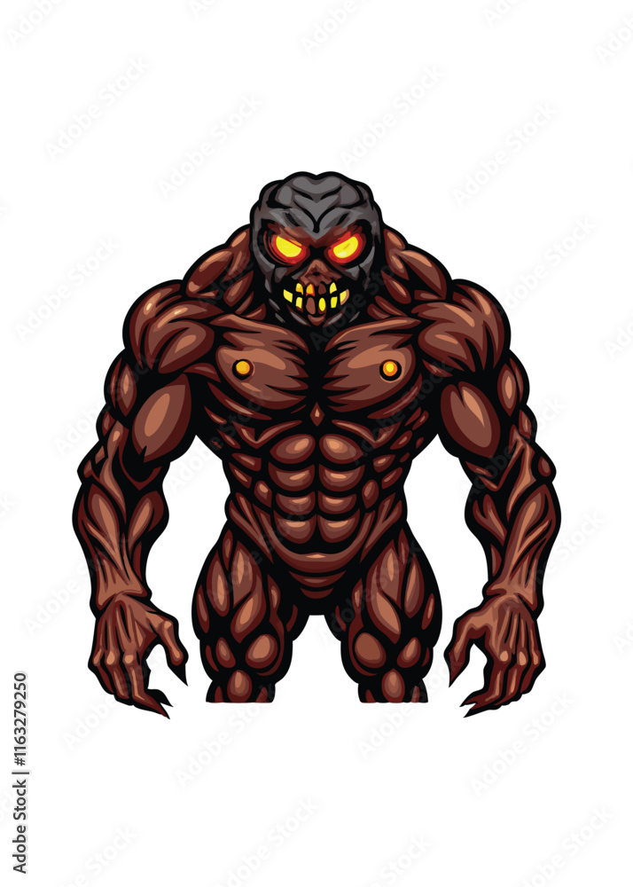 A colossal, muscular humanoid mutant, showcasing immense superhuman strength, with exaggerated features. Detailed muscle definition, powerful stance. A colossal, muscular humanoid mutant, showcasing immense superhuman strength, with exaggerated features. Detailed muscle definition, powerful stance.