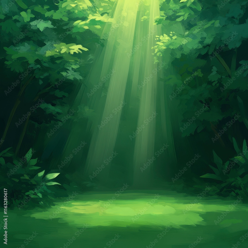 A serene forest scene illuminated by beams of light filtering through the trees, creating a tranquil atmosphere. The lush greenery and soft lighting evoke a sense of peace and nature's beauty. A serene forest scene illuminated by beams of light filtering through the trees, creating a tranquil atmosphere. The lush greenery and soft lighting evoke a sense of peace and nature's beauty.