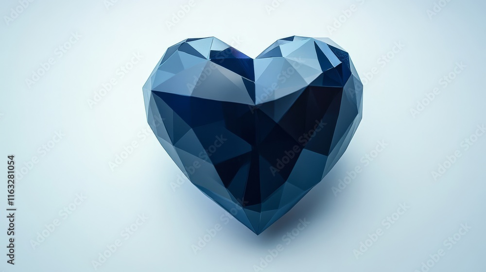 Dark blue heart isolated on white background. Low poly origami style gradient graphic illustration with tangled and geometric triangle shapes Dark blue heart isolated on white background. Low poly origami style gradient graphic illustration with tangled and geometric triangle shapes