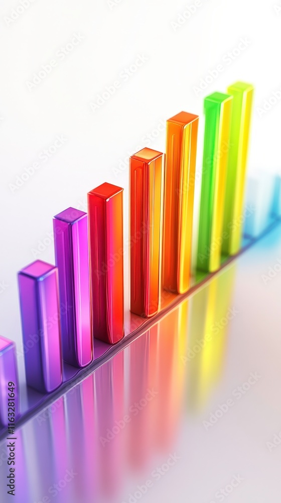 A colorful bar graph with varying heights, representing data visually. The bars transition from purple to green, suggesting a positive trend or growth in the data presented. A colorful bar graph with varying heights, representing data visually. The bars transition from purple to green, suggesting a positive trend or growth in the data presented.