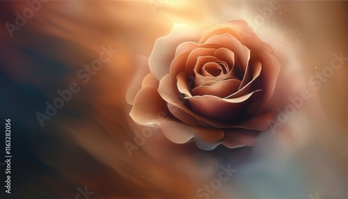 Beautiful Rosewood Rose with Soft Haze and Gradient Abstract Background Effects photo