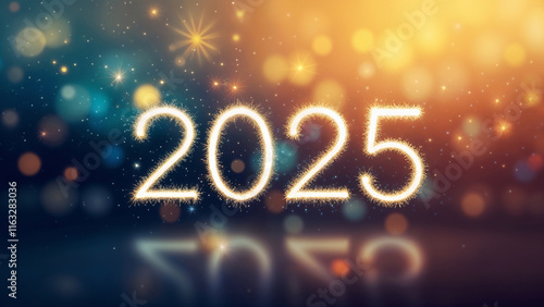 Wallpaper Mural Happy New Year 2025 Celebration Typography with Magical Sparkles on Dark Background Illustration Torontodigital.ca