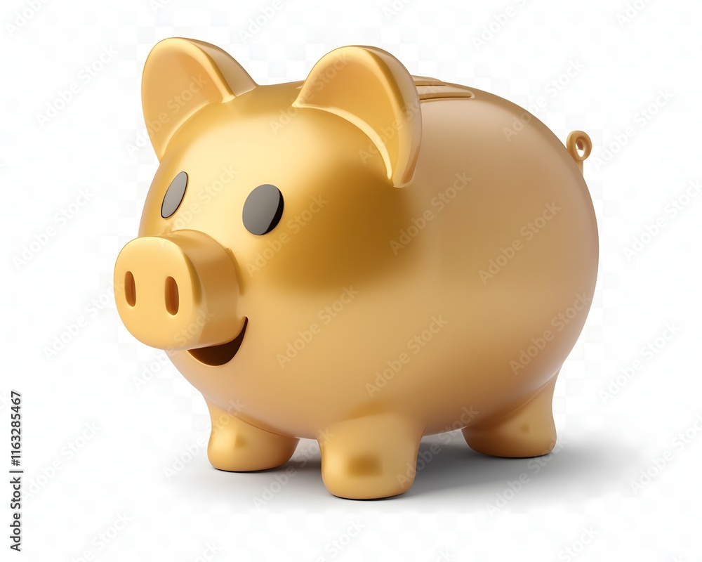 Golden Piggy Bank 3D Render Golden Piggy Bank 3D Render