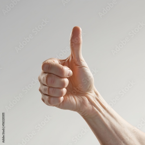 Thumbs Up Gesture: A Close-Up of a Hand Showing Approval photo