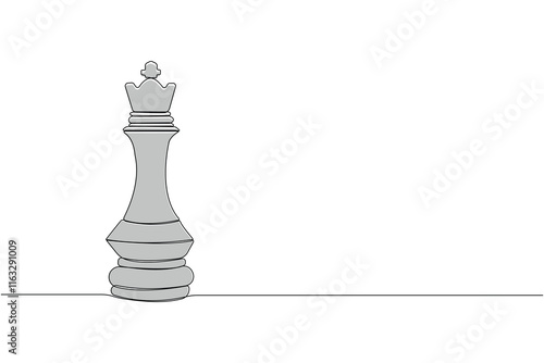 Hand-drawn continuous line art drawing of chess figure. Sport concept background.