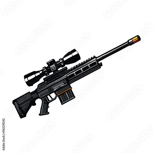A high-resolution image of a powerful sniper rifle equipped with a state-of-the-art thermal scope, ready for long-range precision shooting.