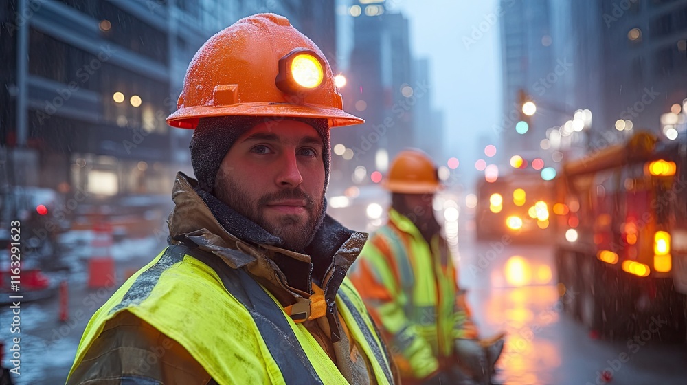 Construction workers in high-visibility gear at various sites, emphasizing safety protocols and protective measures in the construction industry Construction workers in high-visibility gear at various sites, emphasizing safety protocols and protective measures in the construction industry