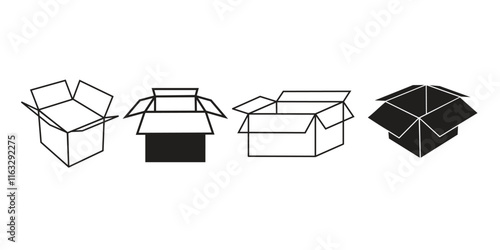 Cardboard box icon vector Simple packaging symbol Black outline vector 