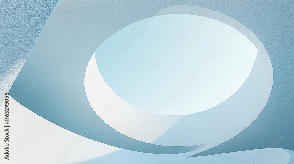 Abstract architectural design futuristic structure. Light blue, white shapes create dynamic curves, openings. Empty space evokes modern design, innovation. Interior view suggests building detail. Abstract architectural design futuristic structure. Light blue, white shapes create dynamic curves, openings. Empty space evokes modern design, innovation. Interior view suggests building detail.