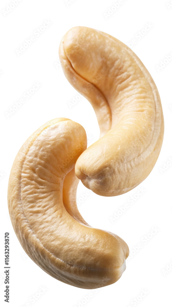 Fototapeta premium flying cashew nut isolated on transparent white background, clipping path
