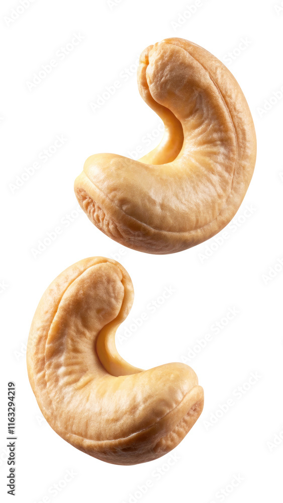 flying cashew nut isolated on transparent white background, clipping path flying cashew nut isolated on transparent white background, clipping path
