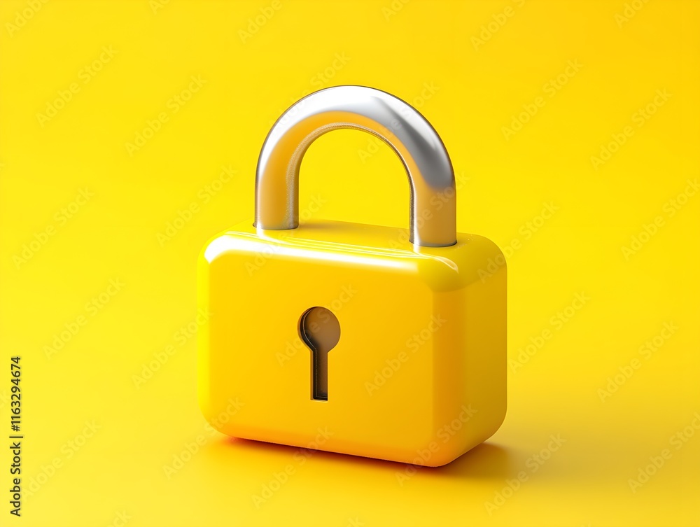Yellow Padlock on Yellow Background Yellow Padlock on Yellow Background