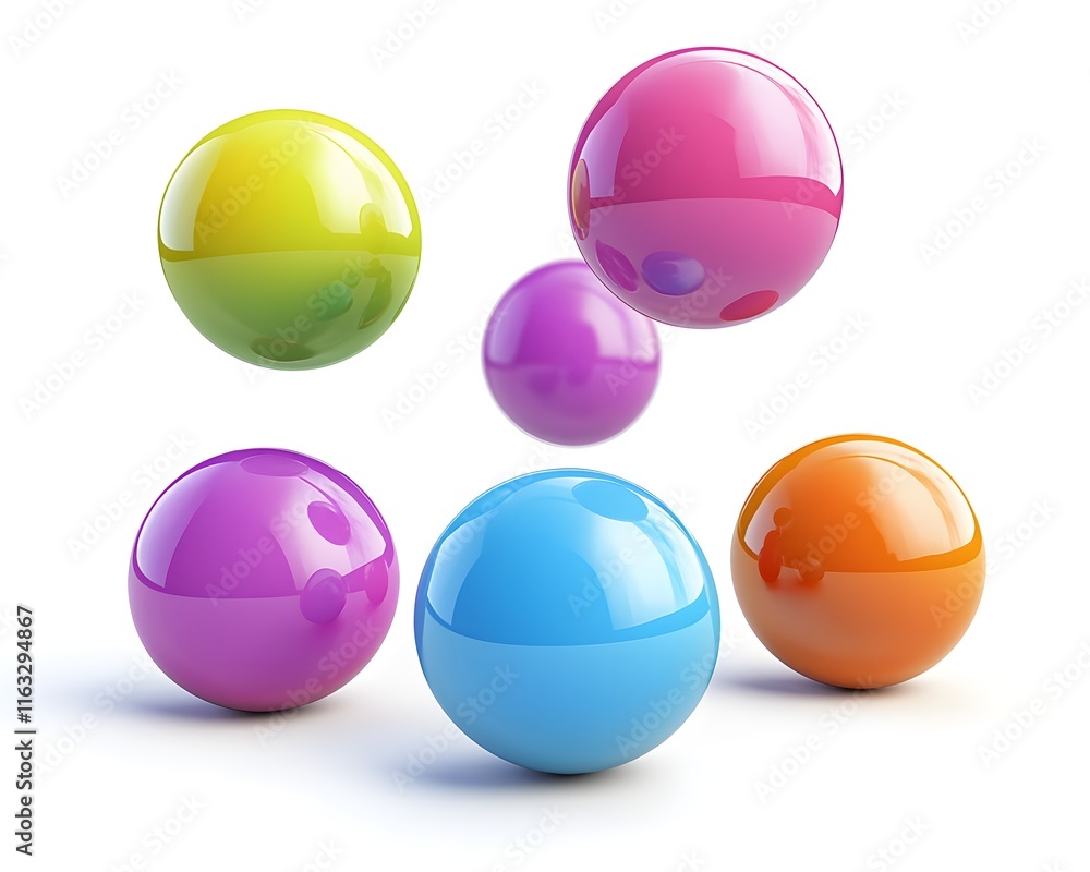 Colorful Glossy Spheres, Abstract 3D Render Colorful Glossy Spheres, Abstract 3D Render