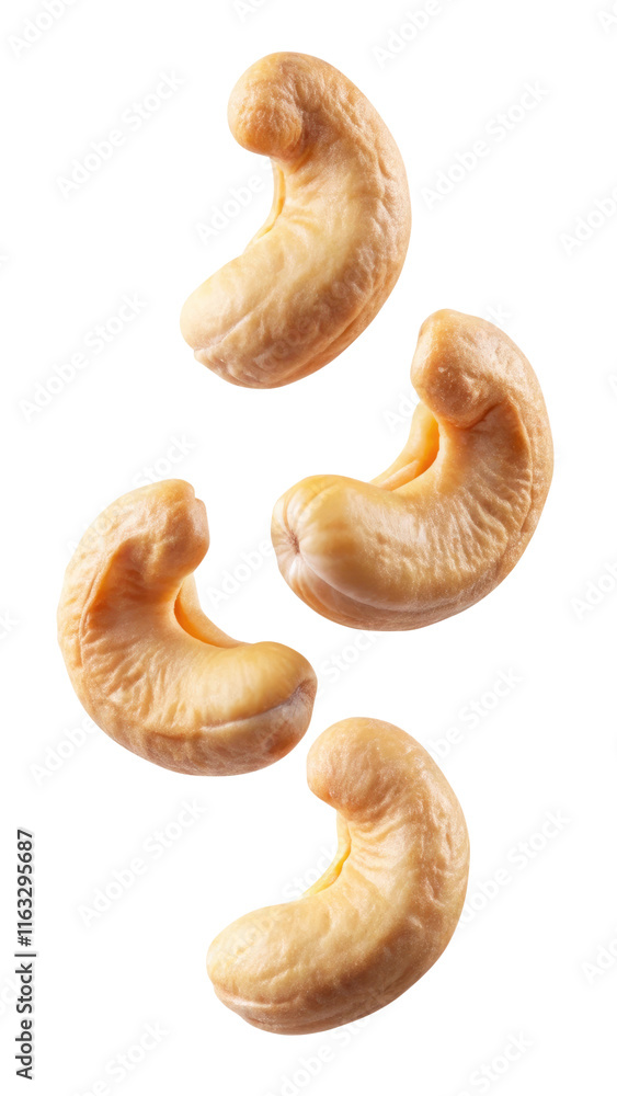 Fototapeta premium flying cashew nut isolated on transparent white background, clipping path