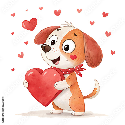 Adorable valentine's animals clipart featuring a loving dog cute heart design cheerful atmosphere whimsical art style photo