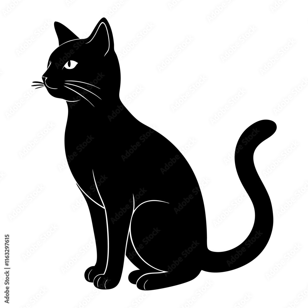 silhouette of cat on white background silhouette of cat on white background