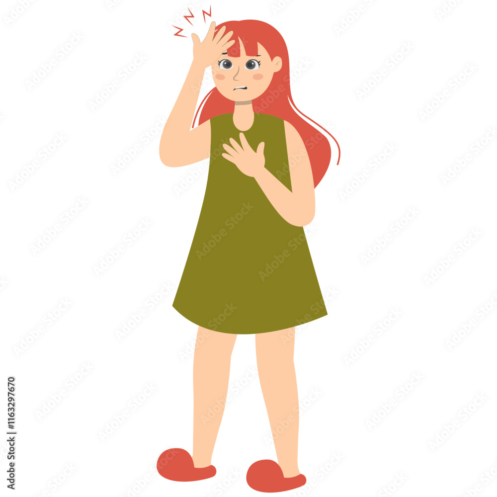 Woman with Injury. Medical Care Process. Vector Character Illustration. Woman with Injury. Medical Care Process. Vector Character Illustration.