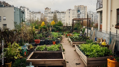 Urban Rooftop Garden in Paris: A Thriving Community Garden Amidst City Buildings