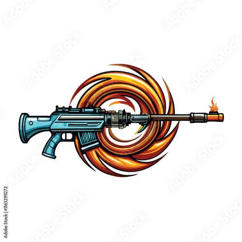 Design a futuristic rifle, "Vortex Rifle," that generates miniature, controllable vortexes of energy for precision targeting.  Show intricate details and futuristic materials.