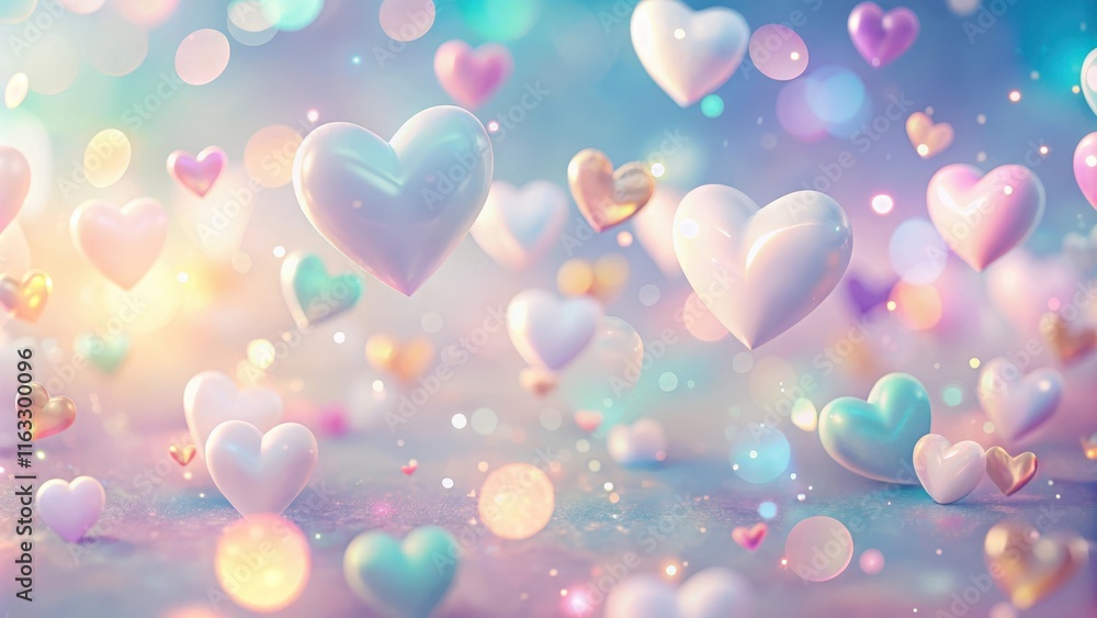 Dreamy Pastel Hearts Floating in a Magical Light Show Dreamy Pastel Hearts Floating in a Magical Light Show