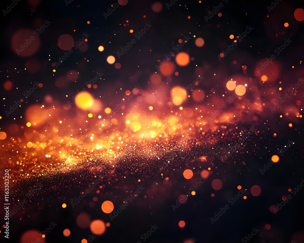 Fototapeta premium Abstract Orange and Red Glitter Bokeh Background