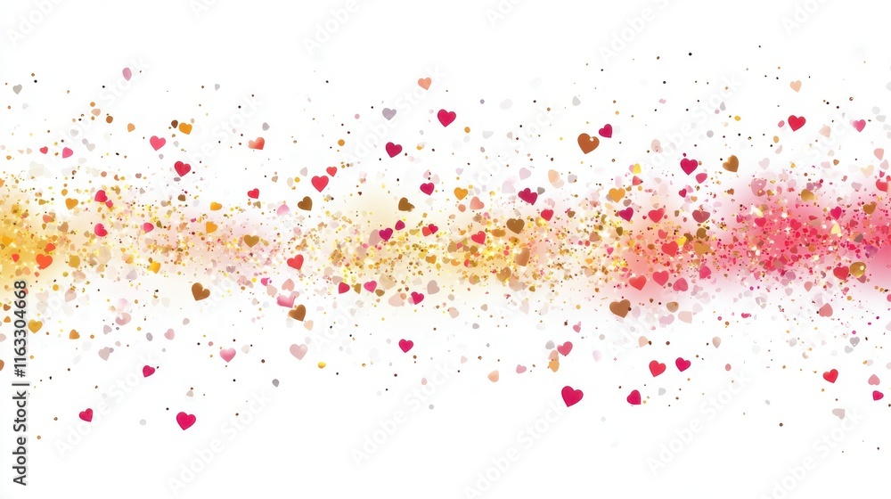 Golden Hearts Scattered: A shimmering trail of golden and pink hearts creates a captivating backdrop for any romantic or celebratory design. Perfect for Valentine's Day, wedding invitations. Golden Hearts Scattered: A shimmering trail of golden and pink hearts creates a captivating backdrop for any romantic or celebratory design. Perfect for Valentine's Day, wedding invitations.