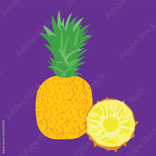 pineapple flat design vector cute art illustration tropical fruit