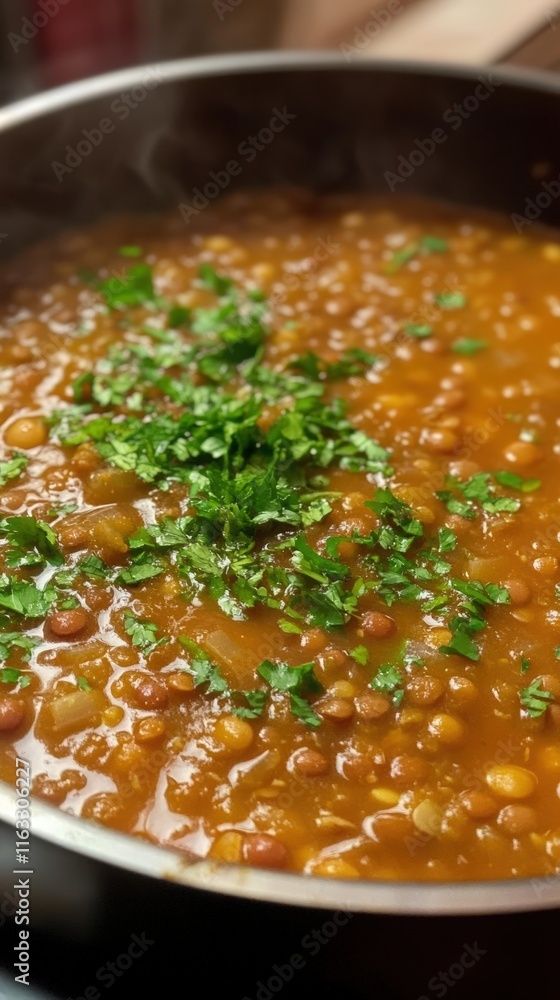 Lentil and Bean Stew Garnished with Fresh Parsley Lentil and Bean Stew Garnished with Fresh Parsley