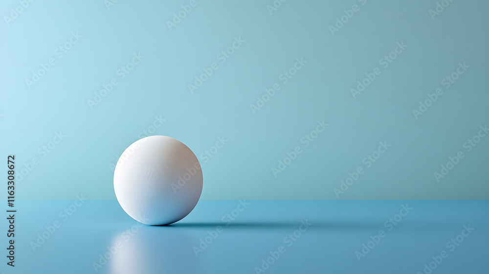 On a sleek, minimalist blue tabletop rests a sleek table tennis ball, its simplicity juxtaposed against the vibrant background. On a sleek, minimalist blue tabletop rests a sleek table tennis ball, its simplicity juxtaposed against the vibrant background.