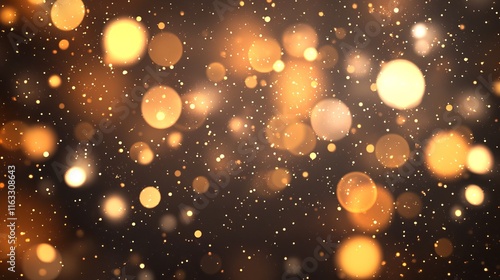 Abstract bokeh light sparks and glittering particles creating a magical snow effect, shimmering glow for christmas luxury background
 photo