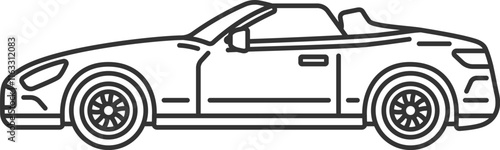 横から見た、オープンカー（線画）のイラスト