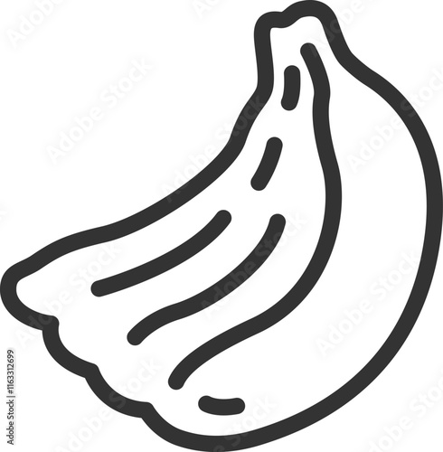 バナナの房のアイコン（線画）のイラスト