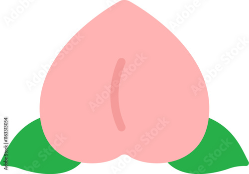 葉のついた、桃のアイコンのイラスト