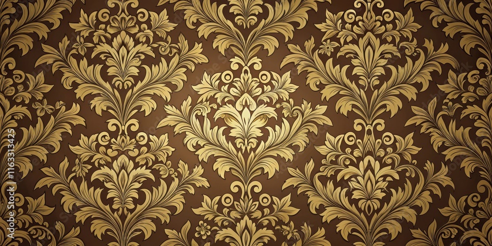 Elegant Gold and Brown Damask Floral Pattern Design for Wallpaper or Fabric Elegant Gold and Brown Damask Floral Pattern Design for Wallpaper or Fabric
