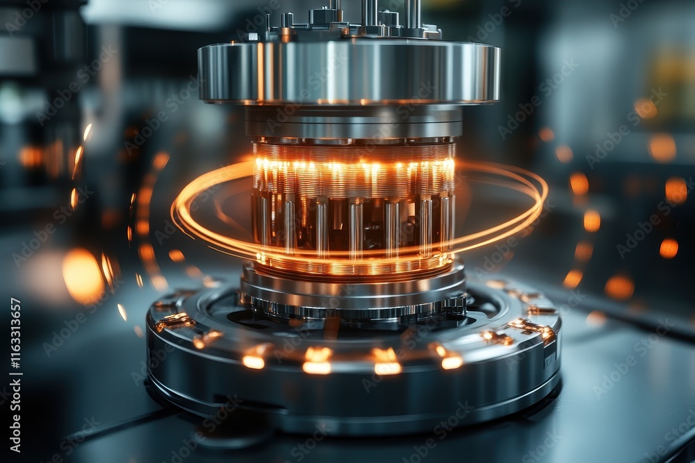 Close-up of intricate metallic machinery, glowing orange. Illustrates advanced technology, precision engineering, and industrial processes. Close-up of intricate metallic machinery, glowing orange. Illustrates advanced technology, precision engineering, and industrial processes.