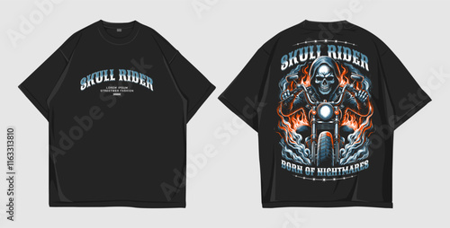 Design t shirt oversize skull rider