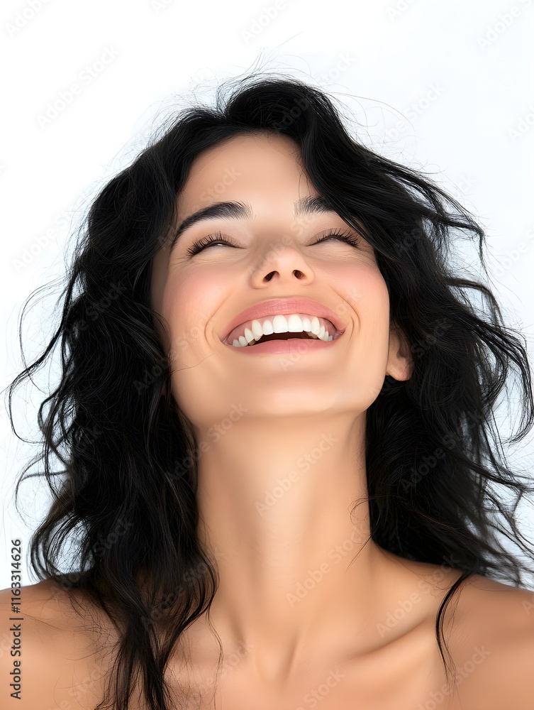 Happy Woman with Long Black Hair Happy Woman with Long Black Hair