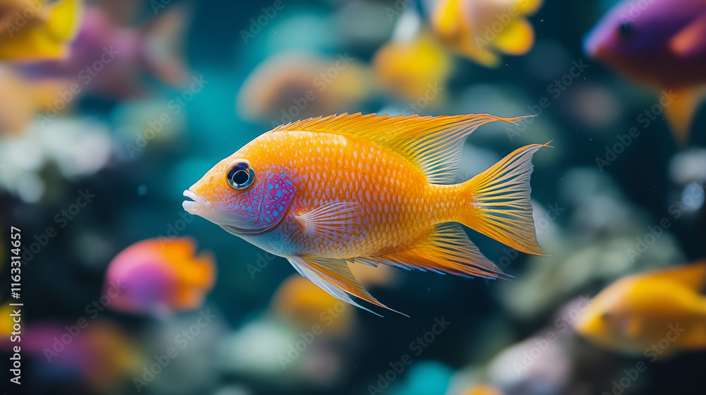Dramatic close-up of a school of tropical fish Dramatic close-up of a school of tropical fish