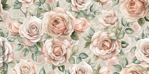 Elegant Pastel Roses Seamless Pattern Design for Textiles and Wallpaper