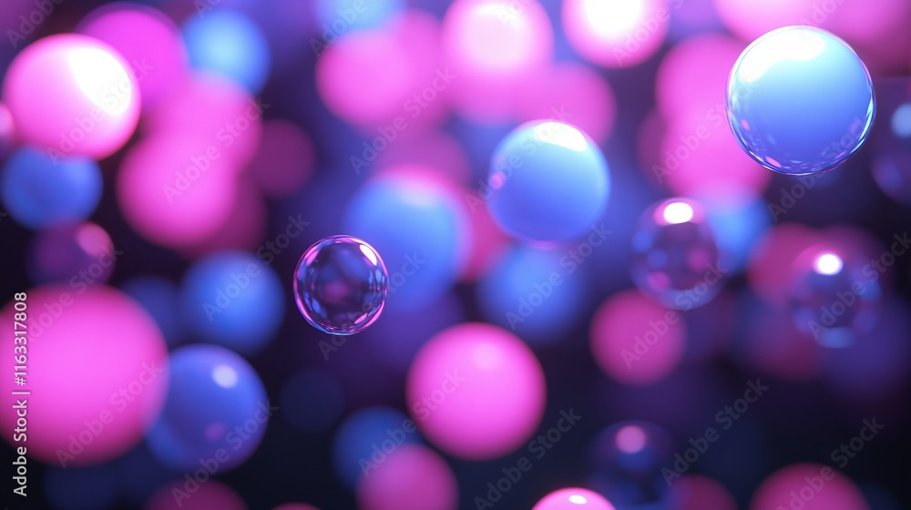 Abstract colorful bokeh lights with glowing blue and pink hues on dark background Abstract colorful bokeh lights with glowing blue and pink hues on dark background