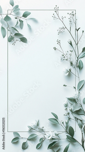 Thin floral frame with delicate vines photo